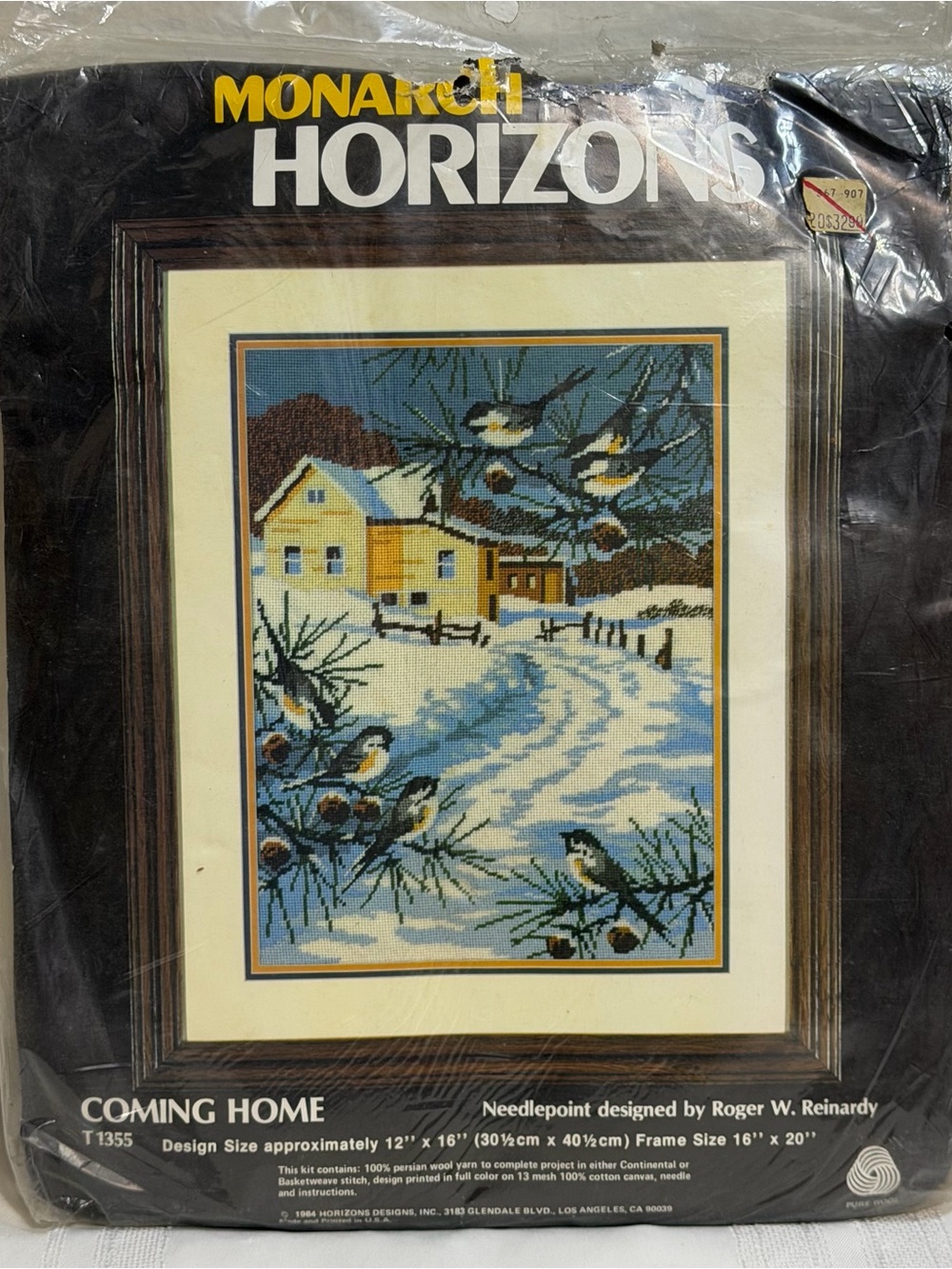New Monarch Horizons Needlepoint Kit Coming Home Winter Chickadees Snow 12”x16”
